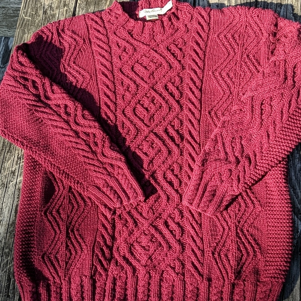 Cable knit mock neck Eddie Bauer woman's sweater